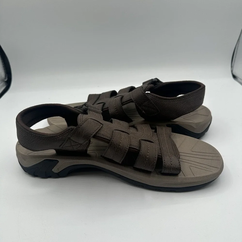 Rockport Byron Fisherman Sandals Mens‎ Sz 9 M Java Brown Adjustable Strap Shoes